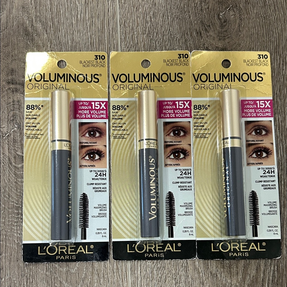 NEW 3X L'Oreal Voluminous Original Mascara #310 Blackest Black 🌸Firm Price🌸